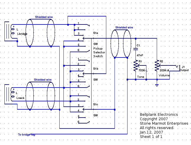 Figure 10 - Schematic for the guitar electronics